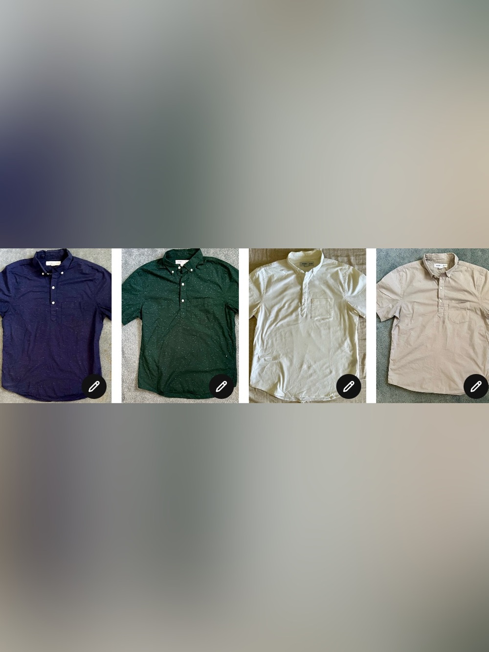Old Navy LOT 4 Popover Button Down Shirts - Medium - Green Blue White Gray